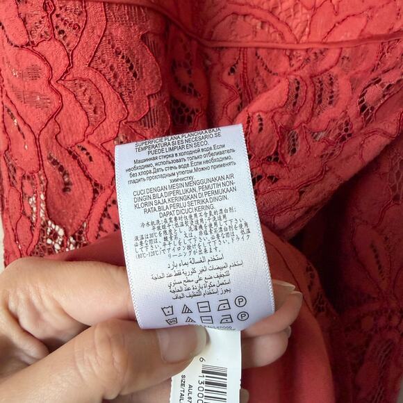 NWT NEW BCBG Maxazria Rust Long Panel Floral Lace Dress Size 4 - Picture 7 of 7